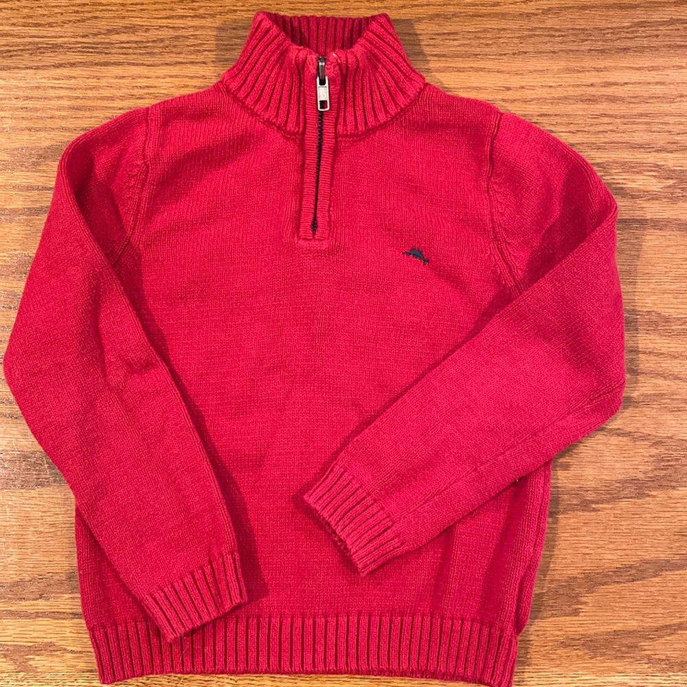 Tommy Bahama Boy’s size 4T Red Mock Neck Sweater with Zipper